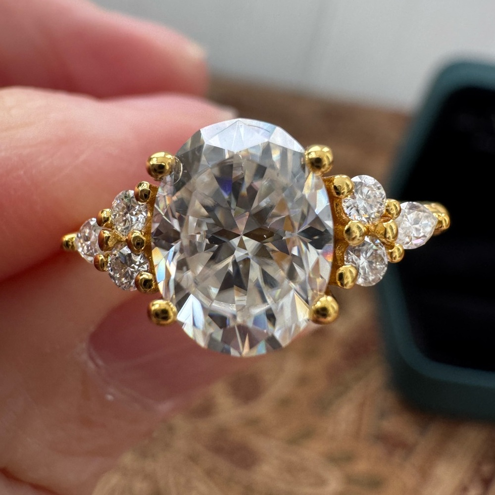 Elegant Moissanite Gold Over Silver Women's Ring